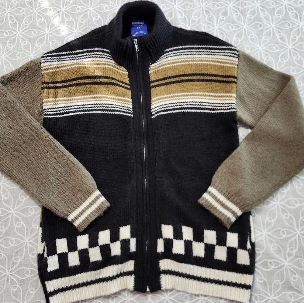 Urban Outfitters Without Walls Zip Front Aztec Knitted Cardigan Sweater Size S